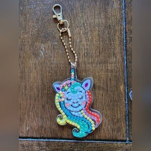 Rainbow Unicorn Beaded Keychain Card Holder Charm